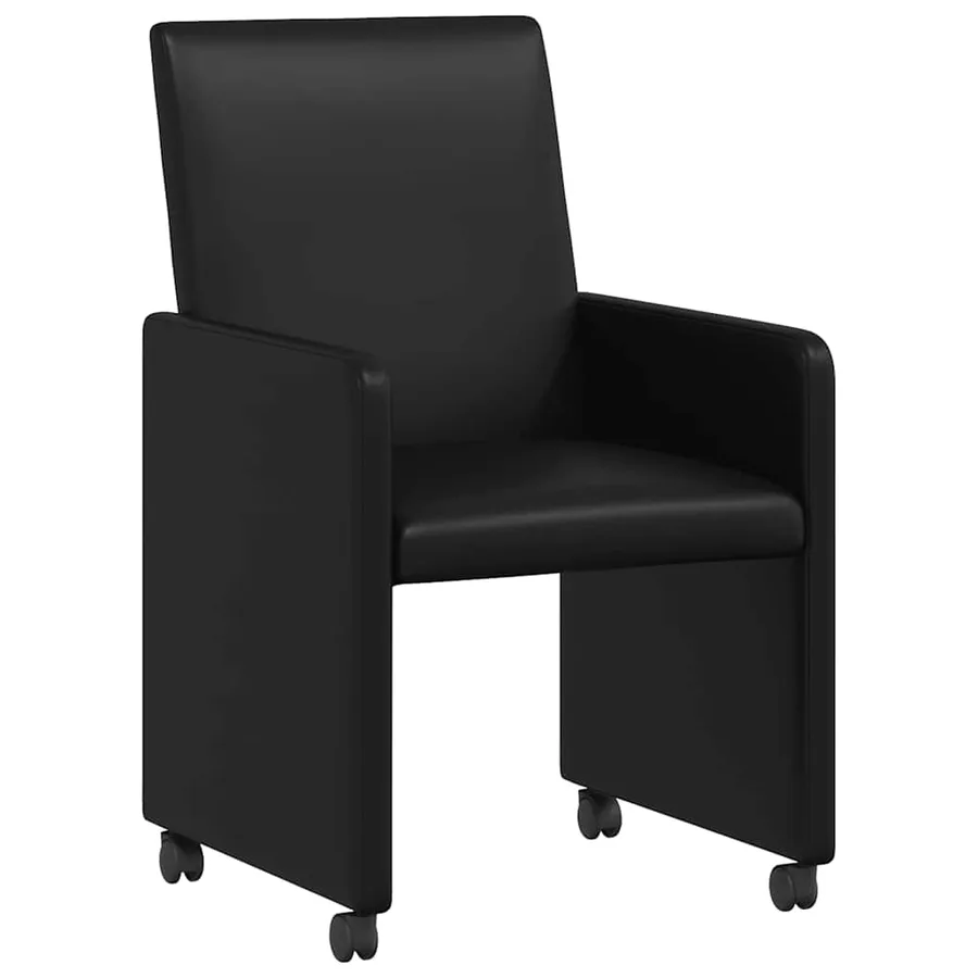 Chaises de Salle à Manger avec Roues 2 pcs Noir 57 x 66 x 94 cm - 2