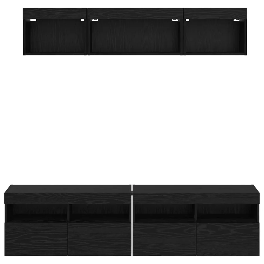 Unités murales TV avec LED 5 pcs Chêne noir 80 x 30 x 40 cm - 8