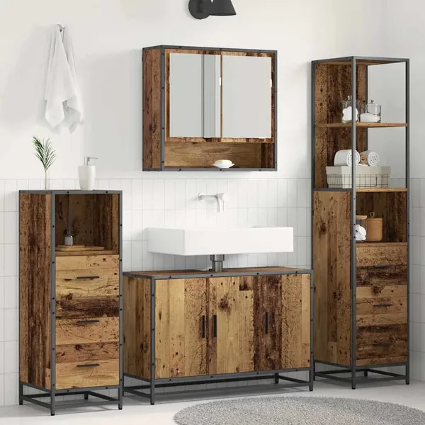 Ensemble de mobilier de salle de bain 3 pcs Bois Ancien