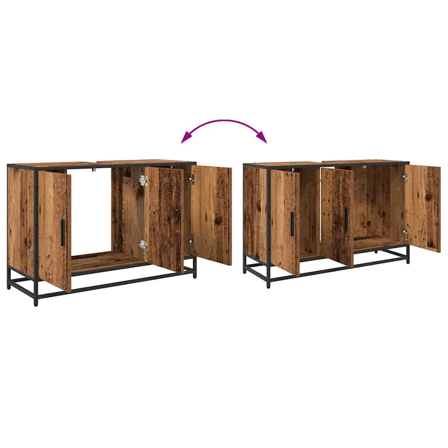 Ensemble de mobilier de salle de bain 3 pcs Bois Ancien - 12