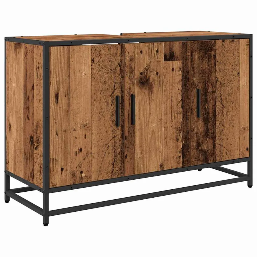 Ensemble de mobilier de salle de bain 3 pcs Bois Ancien - 5