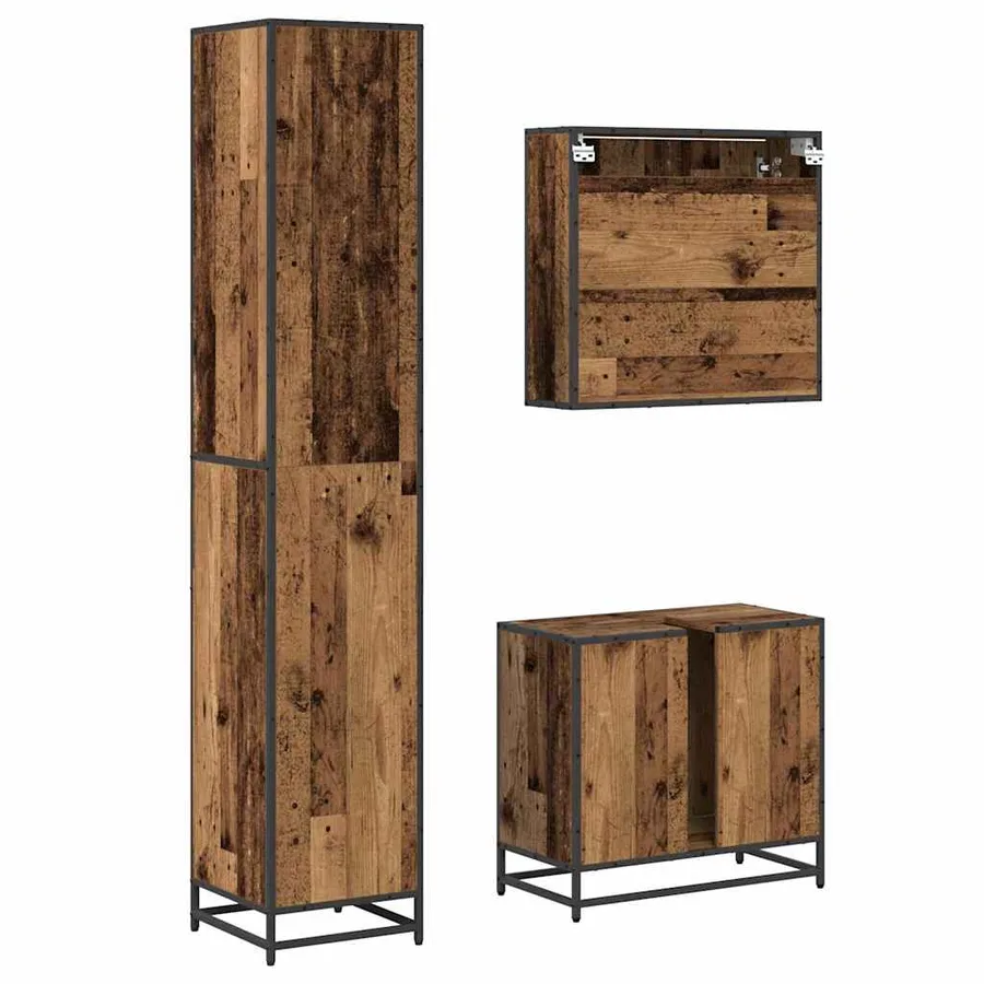 Ensemble de mobilier de salle de bain 3 pcs Bois Ancien - 9