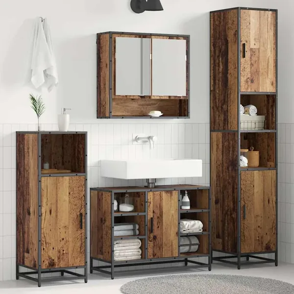 Ensemble de mobilier de salle de bain 3 pcs Bois Ancien
