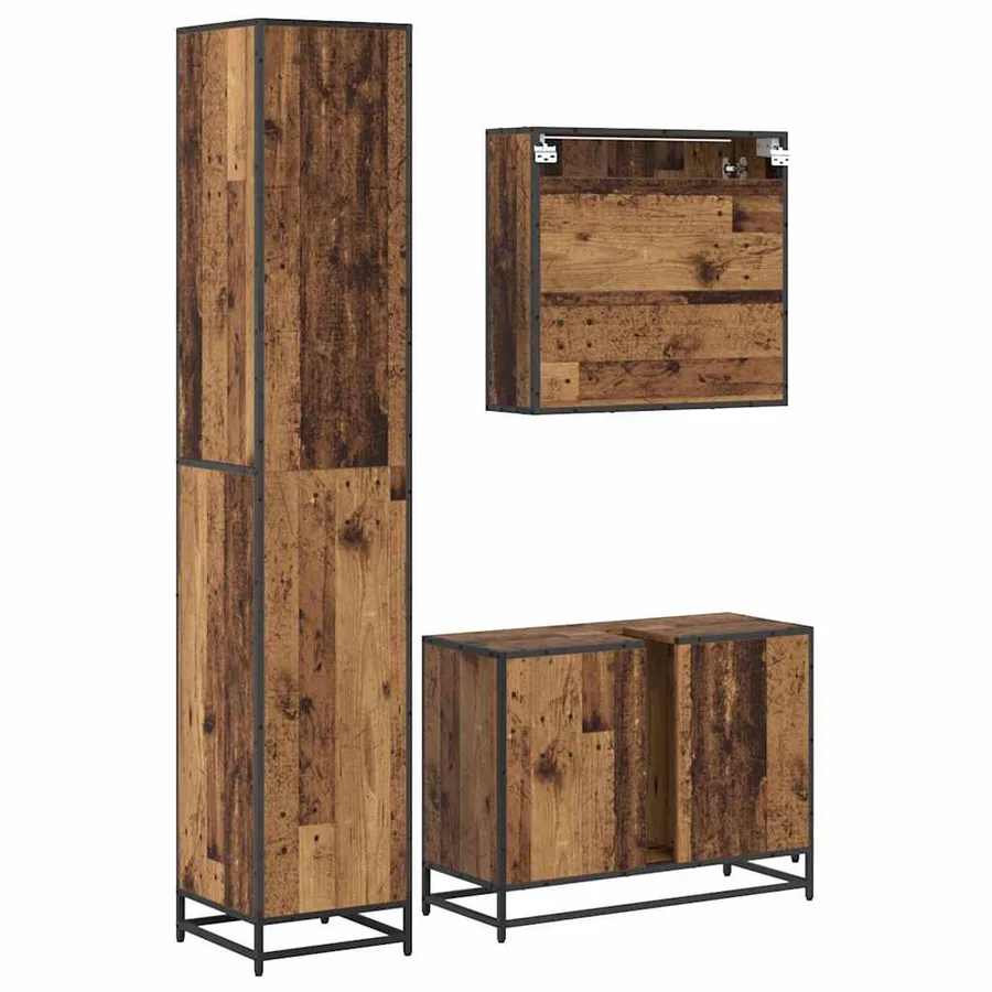 Ensemble de mobilier de salle de bain 3 pcs Bois Ancien - 9