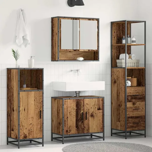 Ensemble de mobilier de salle de bain 3 pcs Bois Ancien