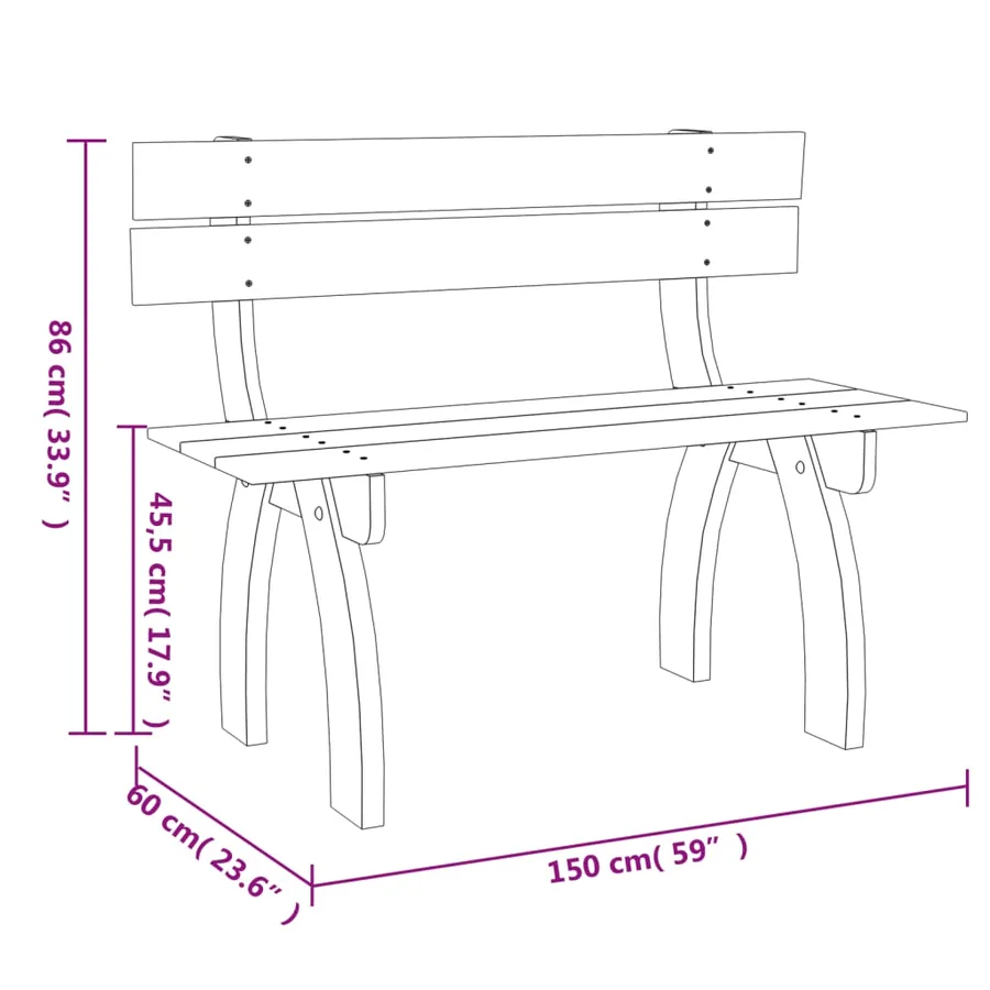 Banc de jardin 150 cm Bois de pin imprégné - 5