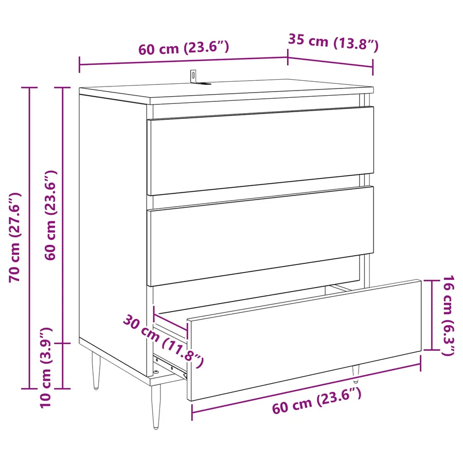 Buffet Bois Ancien 60 x 35 x 70 cm Bois d'ingénierie - 13