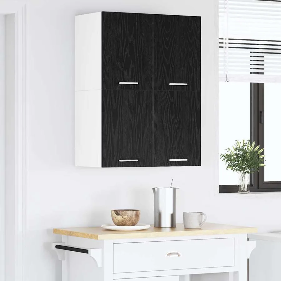 Armoire suspendue Chêne noir et Blanc 60 x 31 x 40 cm - 4