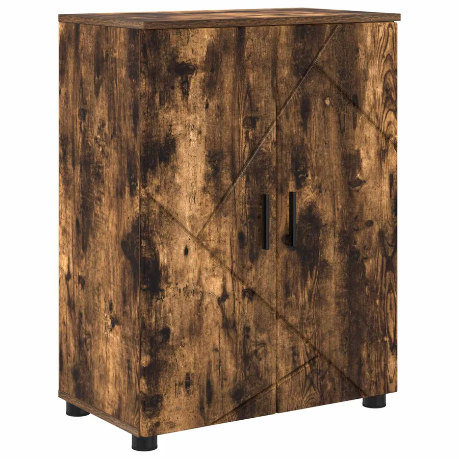 Cabinet de salle de bain avec porte Chêne fumé 60 x 35 x 80 cm - 2