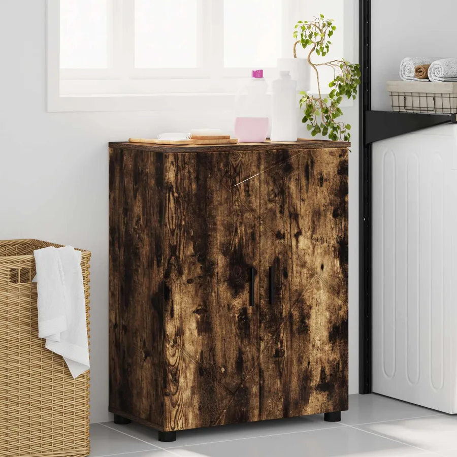 Cabinet de salle de bain avec porte Chêne fumé 60 x 35 x 80 cm - 4