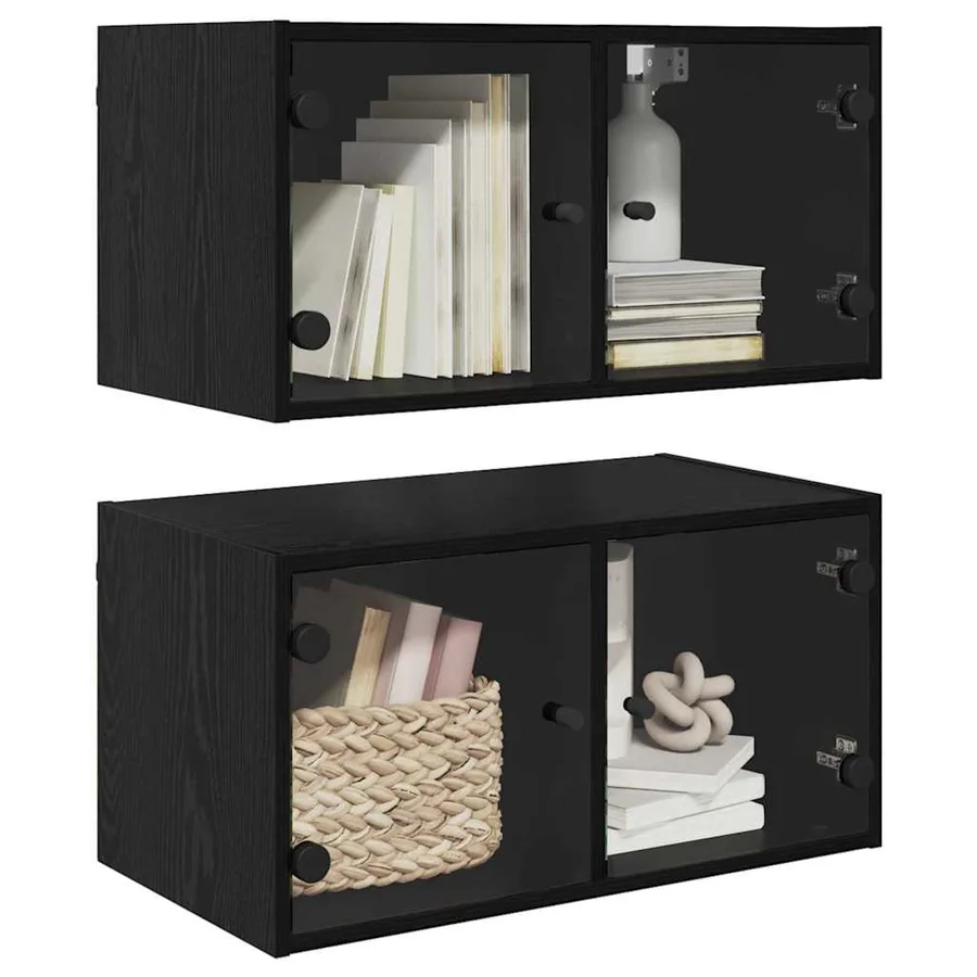 Cabinets muraux Montage mural 2 pcs Chêne noir 68 x 37 x 35 cm - 3