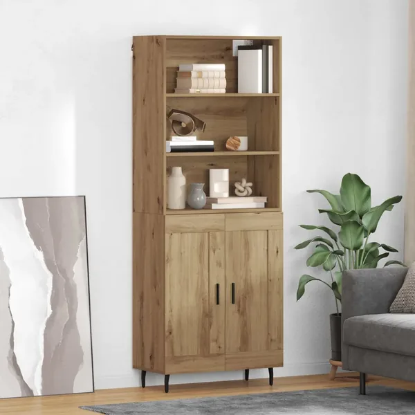 Haut Armoire 2 pcs Chêne artisanal 69,5 x 32,5 x 180 cm