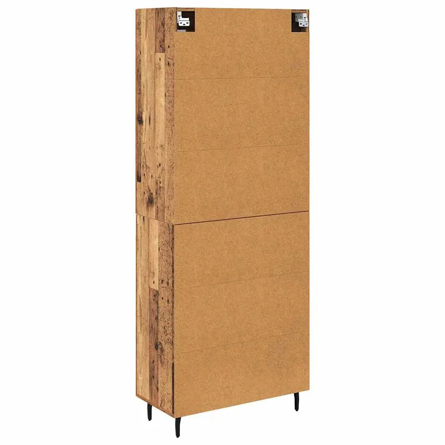 Haut Armoire 2 pcs Bois Ancien Bois Aggloméré et Verre - 10