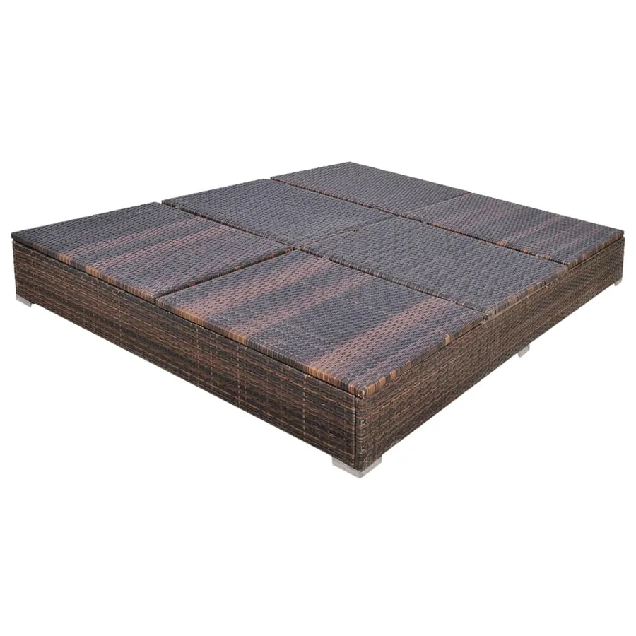 Chaise longue d'extérieur avec parasol Résine tressée Marron - 7