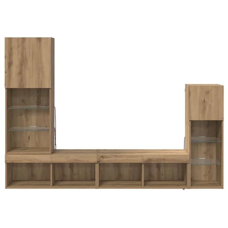 Meubles TV muraux 4 pcs Chêne artisanal Bois d'ingénierie - 10