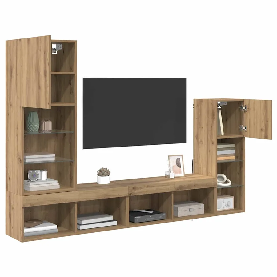 Meubles TV muraux 4 pcs Chêne artisanal Bois d'ingénierie - 3