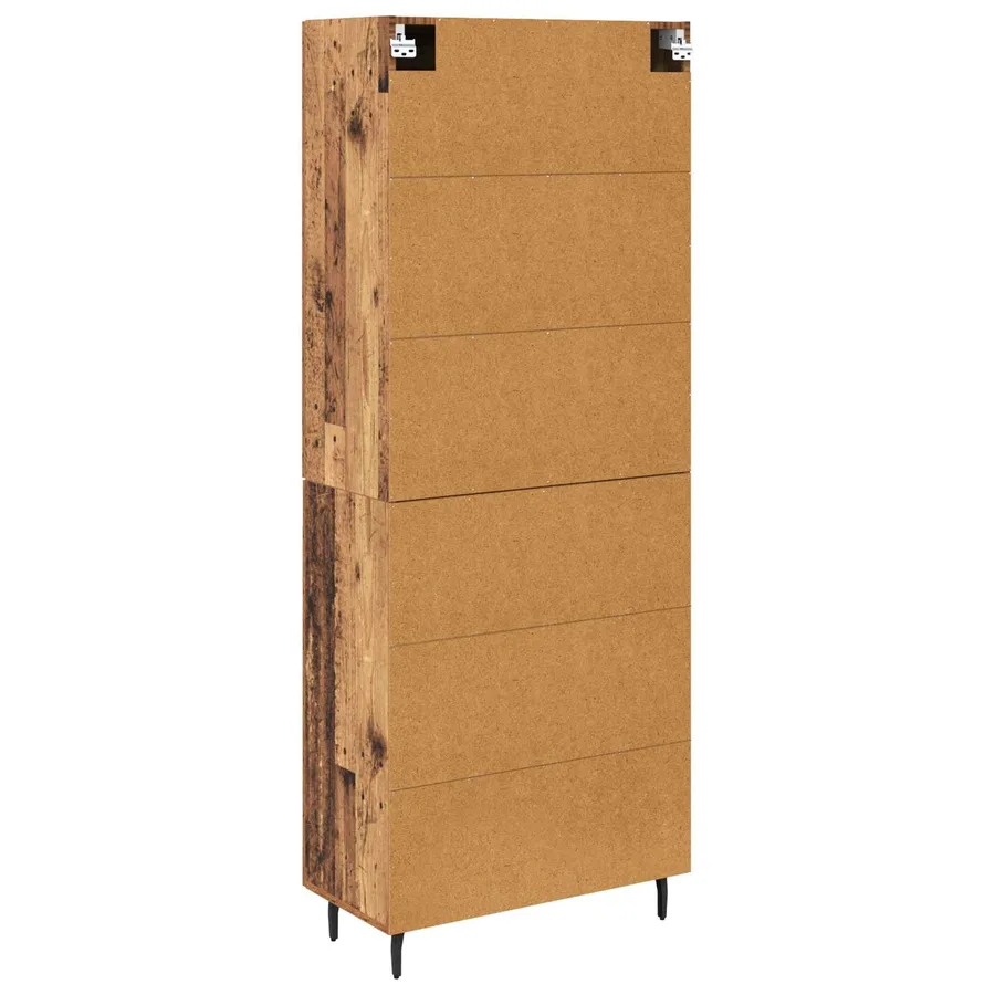 Haut Armoire 2 pcs Bois Ancien Bois d'ingénierie - 10