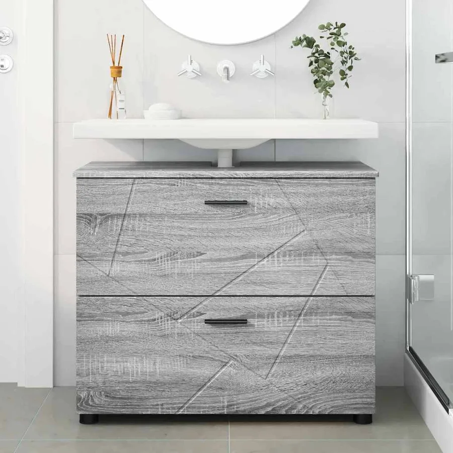 Cabinet de salle de bain Gris Sonoma 76,5 x 35 x 64 cm - 4