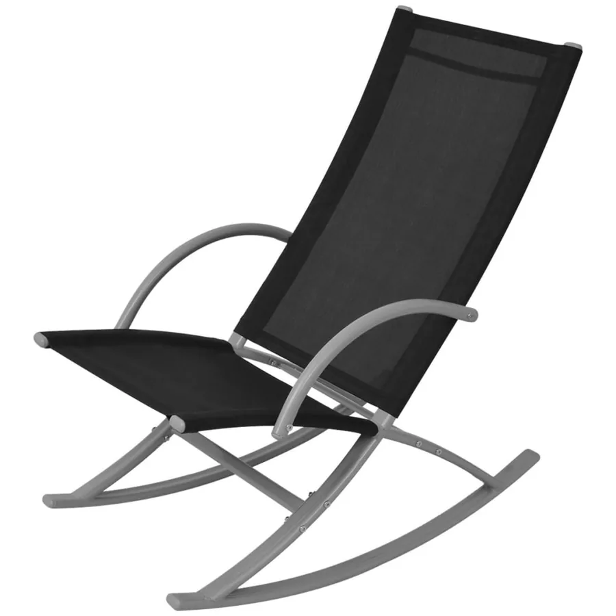 Chaises à bascule de jardin lot de 2 Acier et textilène Noir - 2