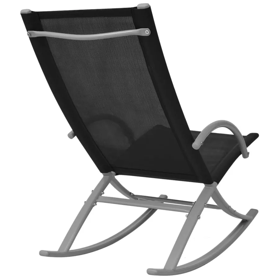 Chaises à bascule de jardin lot de 2 Acier et textilène Noir - 4