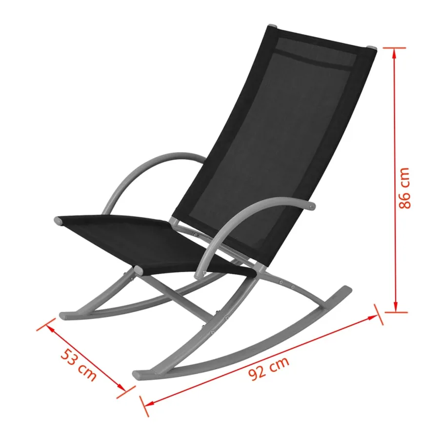 Chaises à bascule de jardin lot de 2 Acier et textilène Noir - 7