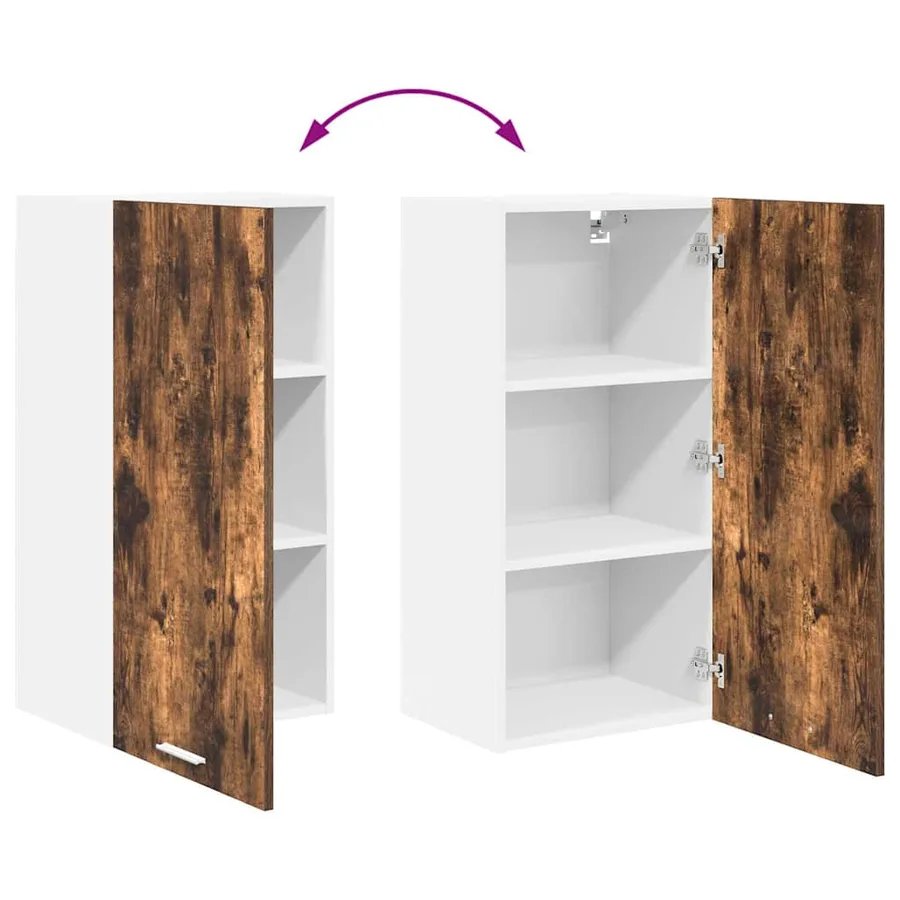 Armoire suspendue Chêne fumé et Blanc 40 x 31 x 80 cm - 11