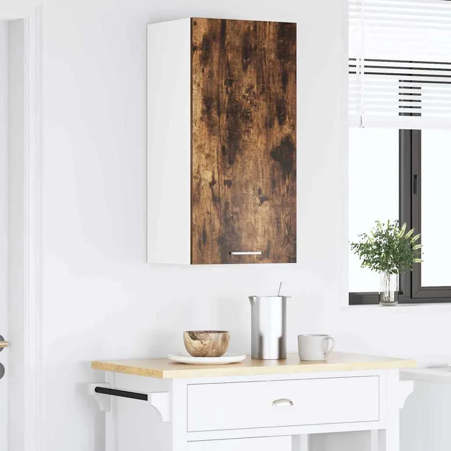 Armoire suspendue Chêne fumé et Blanc 40 x 31 x 80 cm - 4
