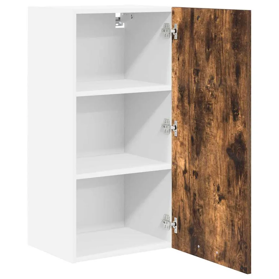 Armoire suspendue Chêne fumé et Blanc 40 x 31 x 80 cm - 5