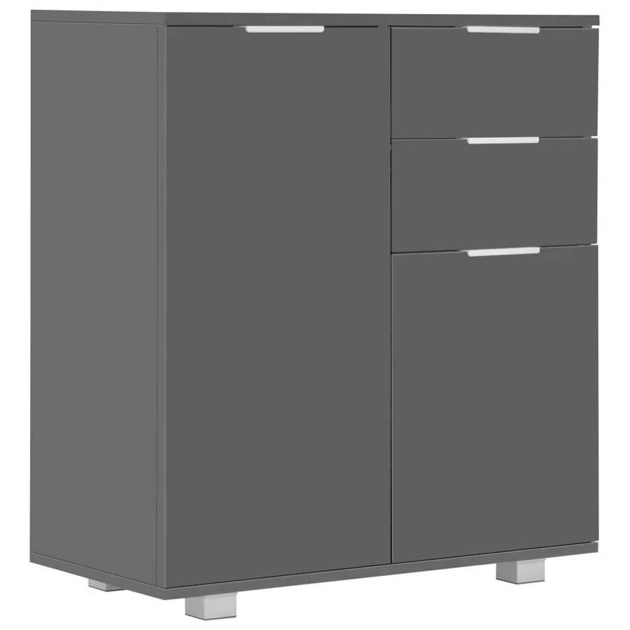 Buffet Gris brillant 71x35x80 cm Bois d'ingénierie - 2