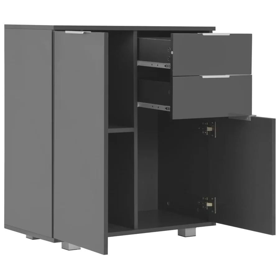Buffet Gris brillant 71x35x80 cm Bois d'ingénierie - 4