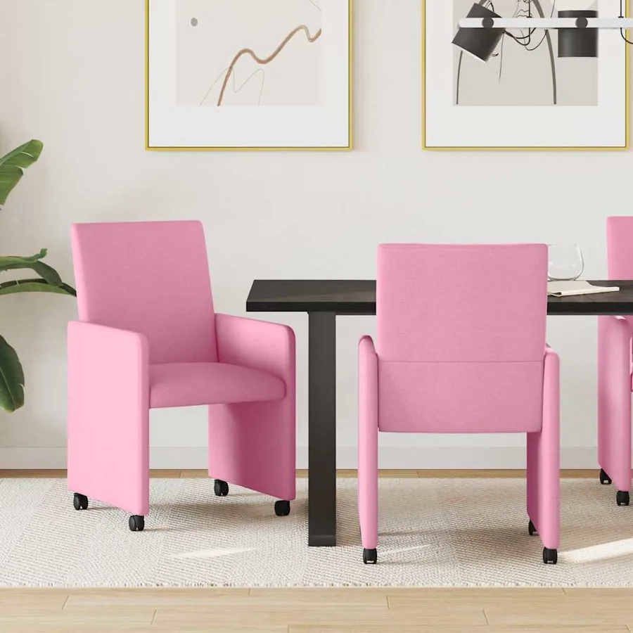 Chaises de Salle à Manger avec Roues 2 pcs Rose 57 x 66 x 94 cm