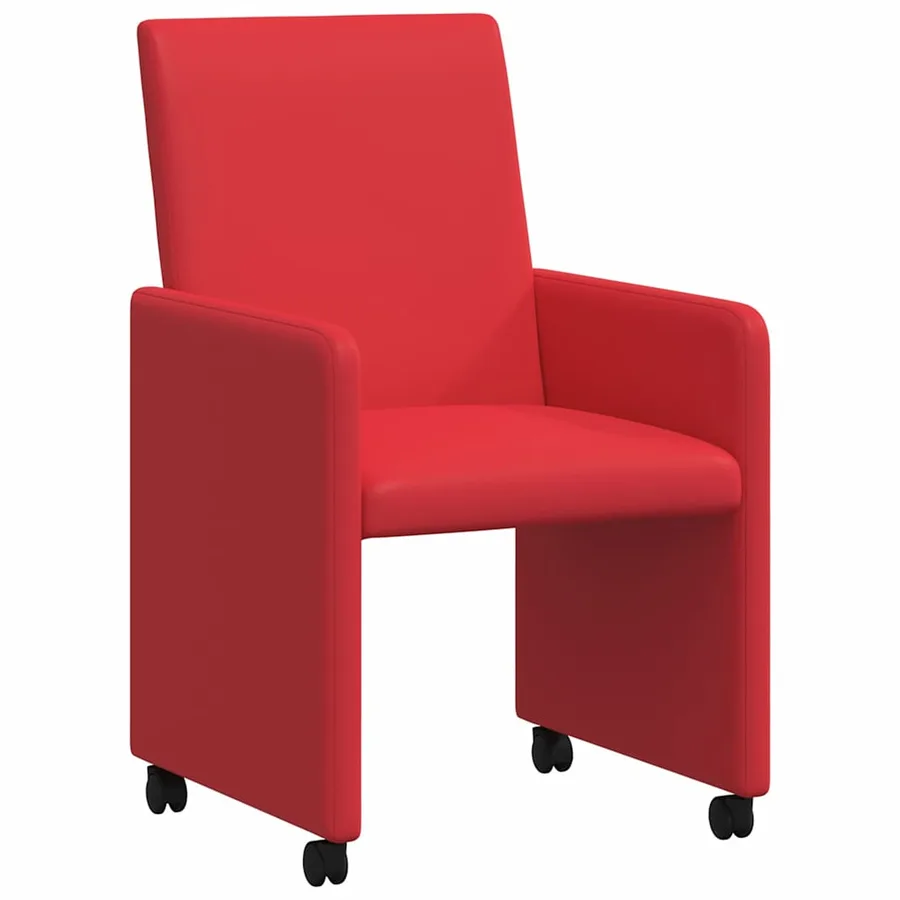 Chaises de Salle à Manger avec Roues 2 pcs Rouge Faux cuir - 2