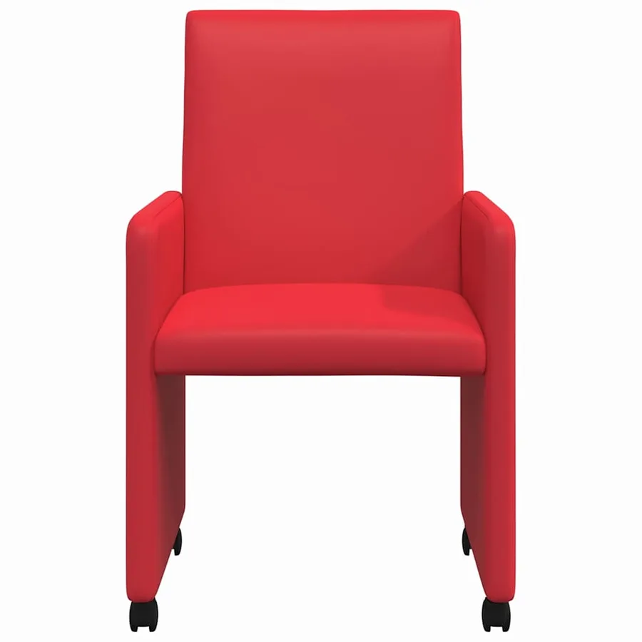Chaises de Salle à Manger avec Roues 2 pcs Rouge Faux cuir - 4