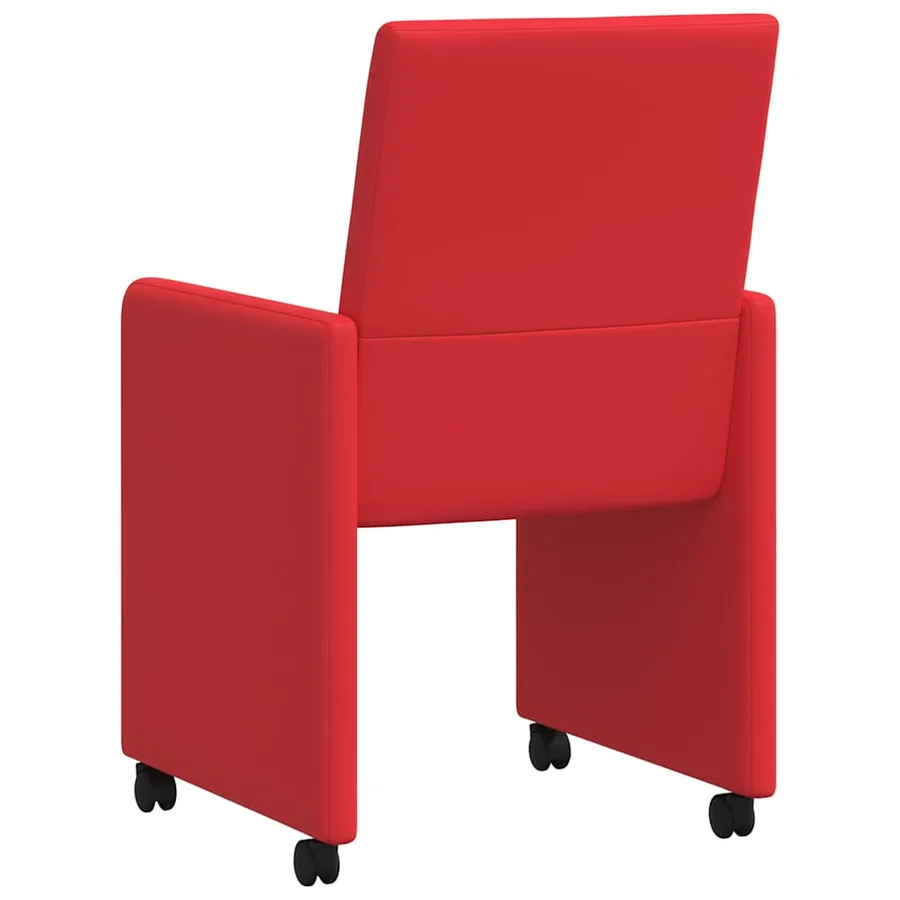 Chaises de Salle à Manger avec Roues 2 pcs Rouge Faux cuir - 6