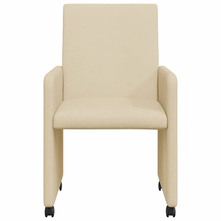 Chaises de Salle à Manger avec Roues 2 pcs Crème tissu - 4