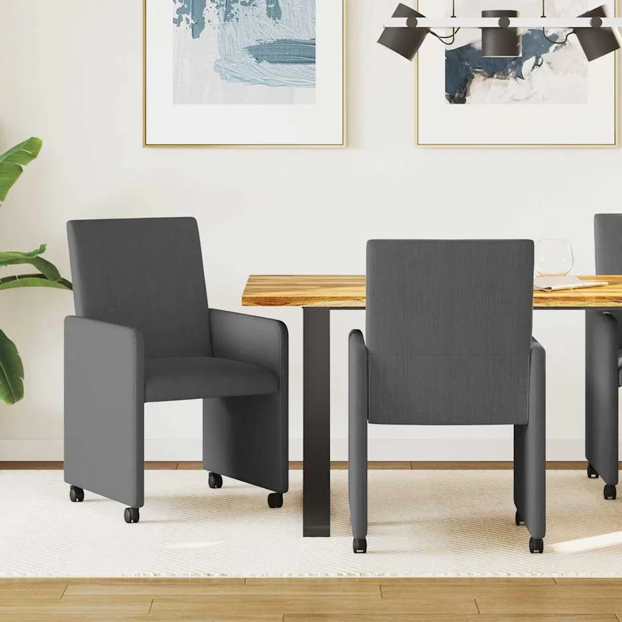 Chaises de Salle à Manger avec Roues 2 pcs Gris foncé