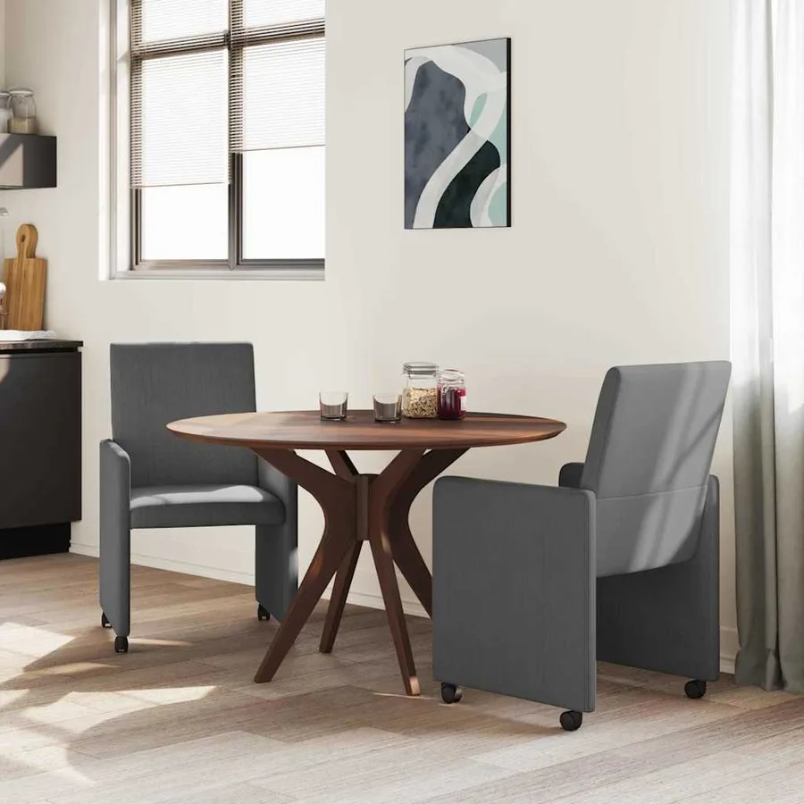 Chaises de Salle à Manger avec Roues 2 pcs Gris foncé - 3