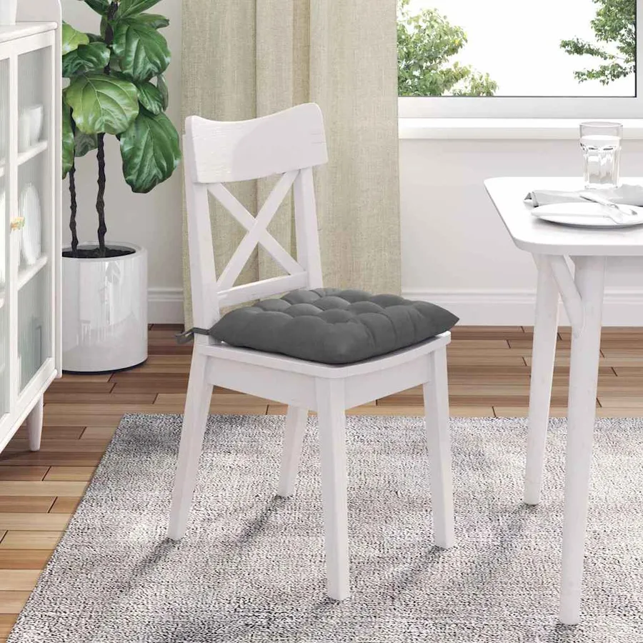 Coussins de siège 4 pcs Gris foncé 40 x 40 x 6 cm Microfibre - 4