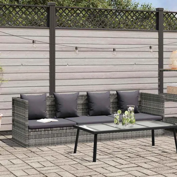 Lit de jardin Gris 200x60 cm Résine tressée
