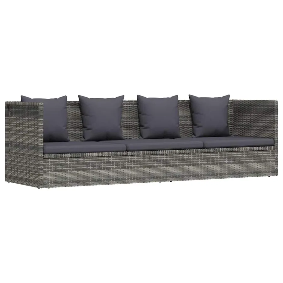Lit de jardin Gris 200x60 cm Résine tressée - 2
