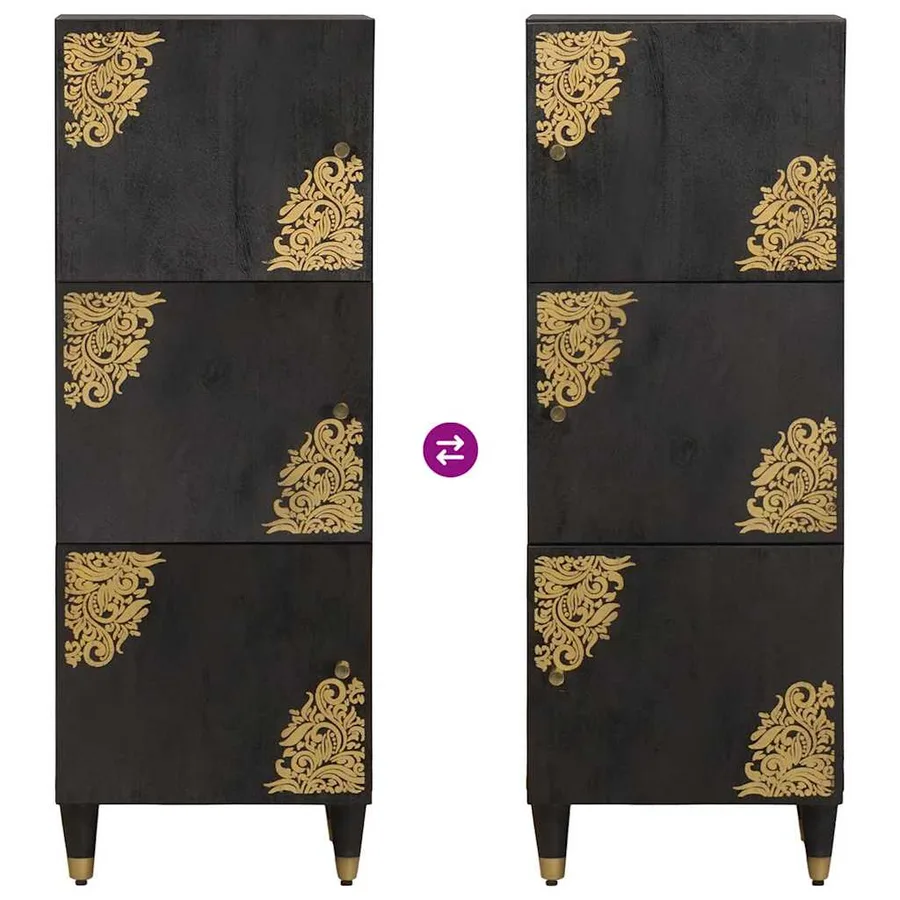 Haut Armoire Noir 40 x 33 x 110 cm Bois de mangue massif - 10