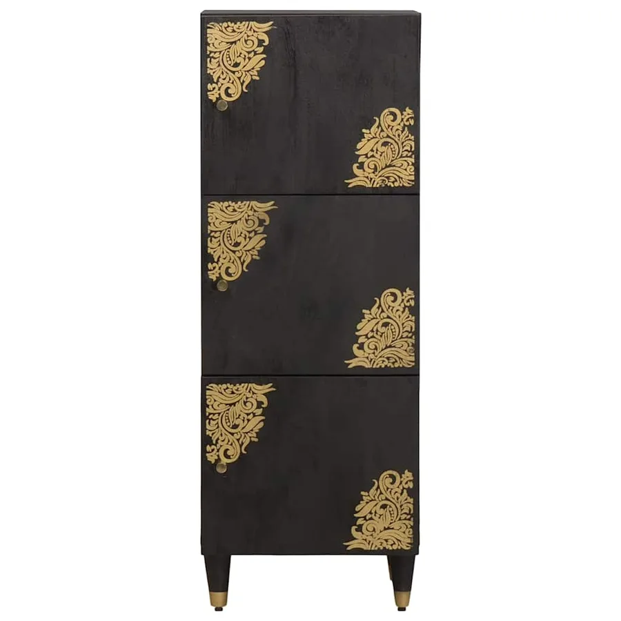 Haut Armoire Noir 40 x 33 x 110 cm Bois de mangue massif - 3