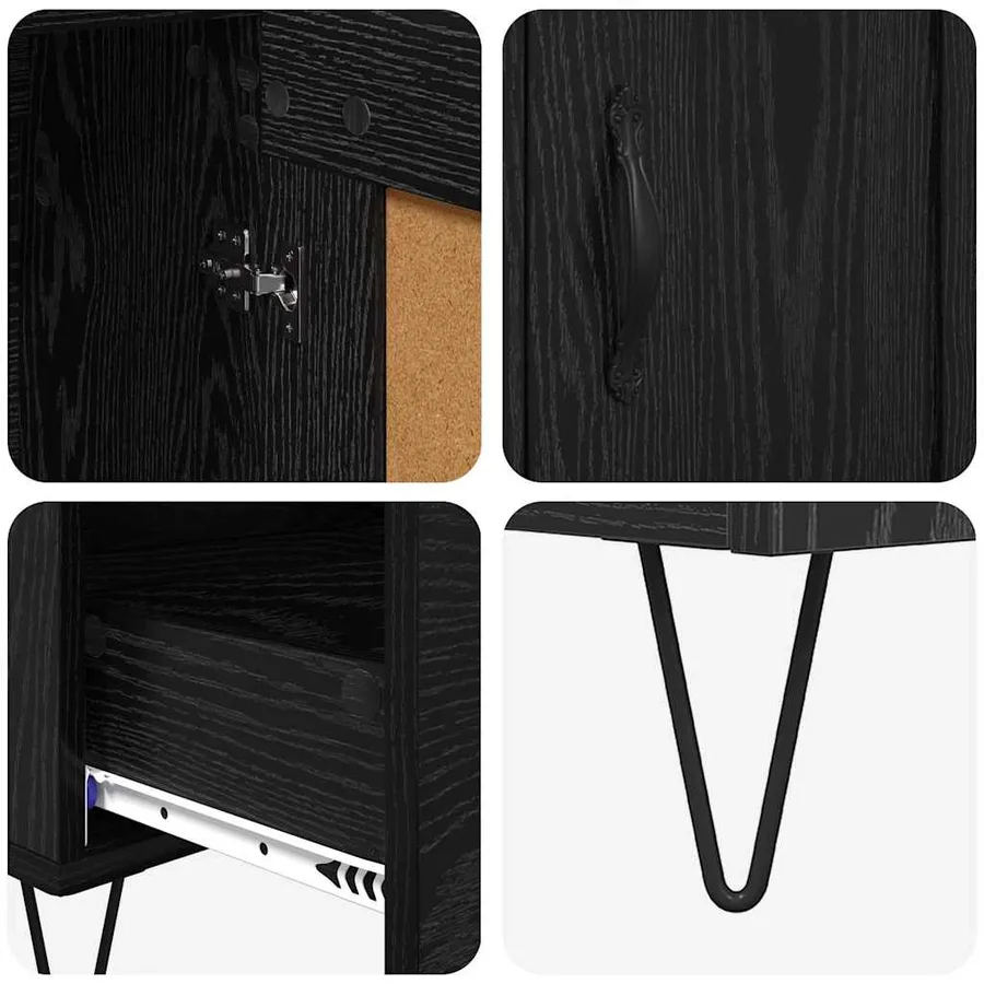Haut Armoire Chêne noir 69,5 x 31 x 115 cm Bois d'ingénierie - 9