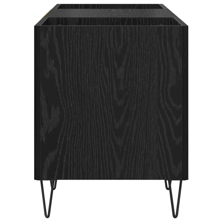 Meuble à vinyles avec étagère Chêne noir 121 x 38 x 48 cm - 4