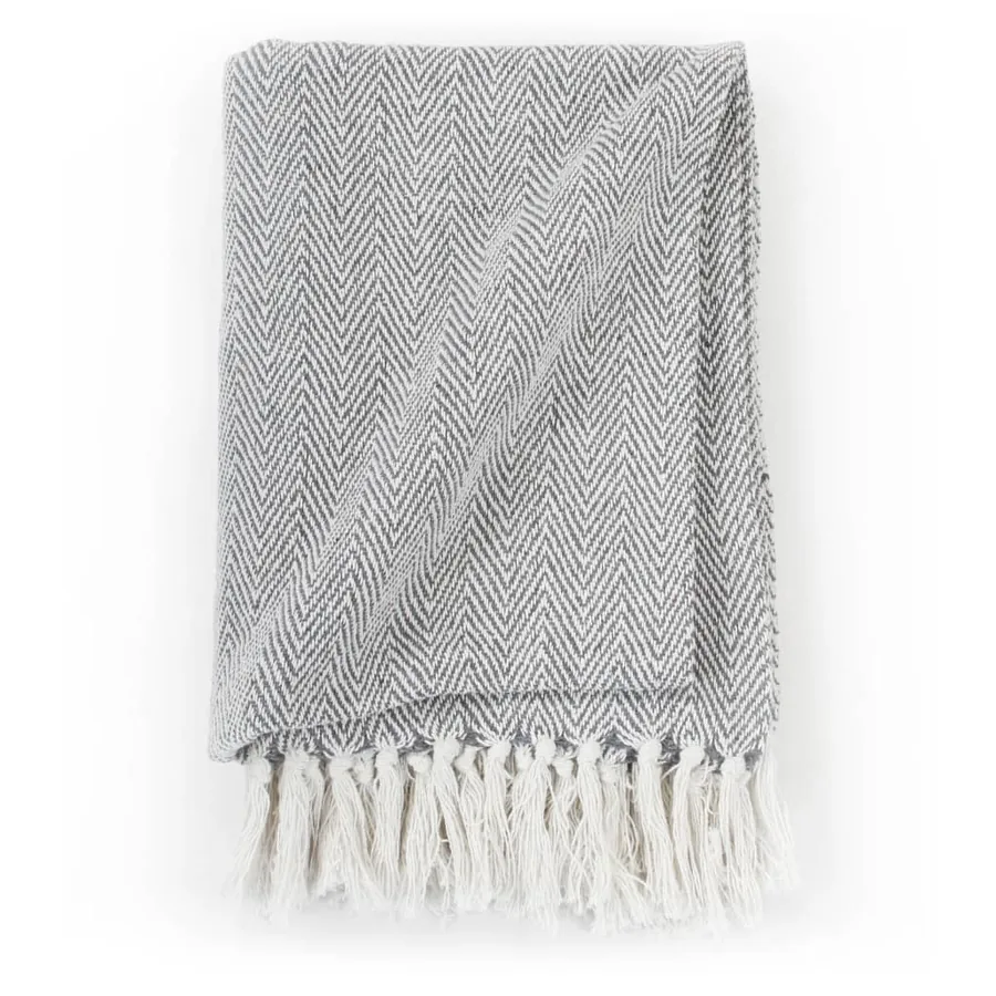 Couverture coton à chevrons 125x150 cm Gris - 3