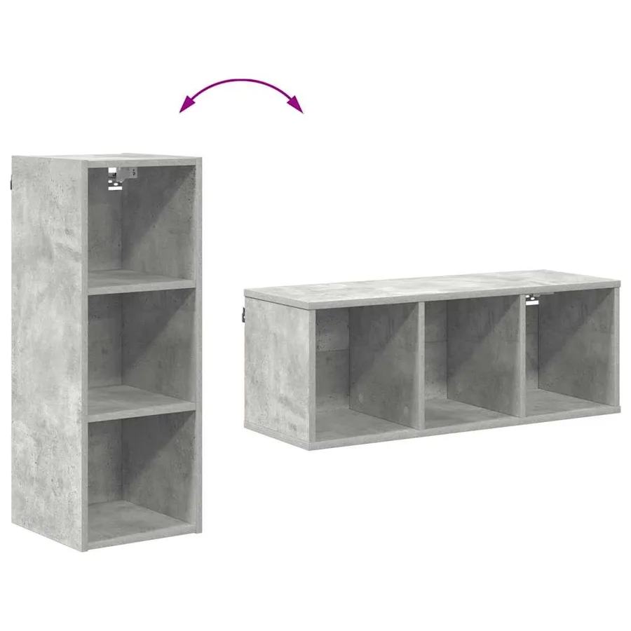 Armoire suspendue avec stockage Gris béton 30 x 29,5 x 80 cm - 8