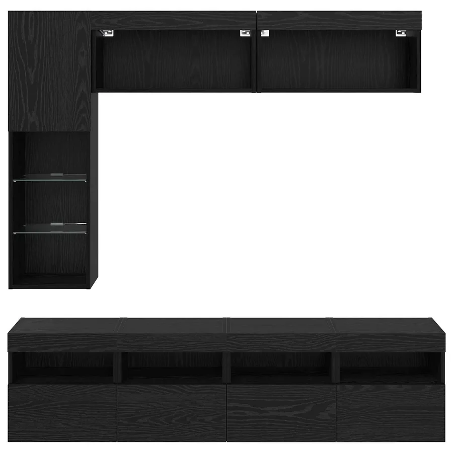 Meuble TV avec LED 7 pcs Chêne noir Bois d'ingénierie - 10