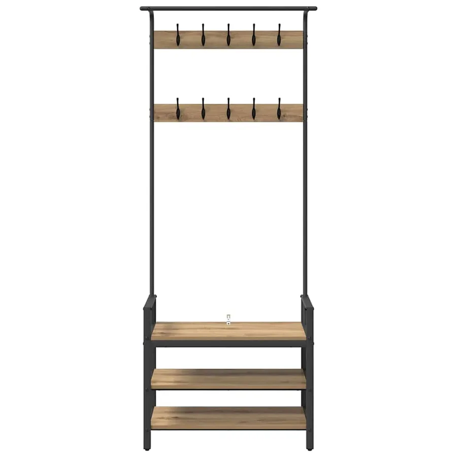 Porte-manteau avec étagère Chêne artisanal 75 x 34 x 184 cm - 5