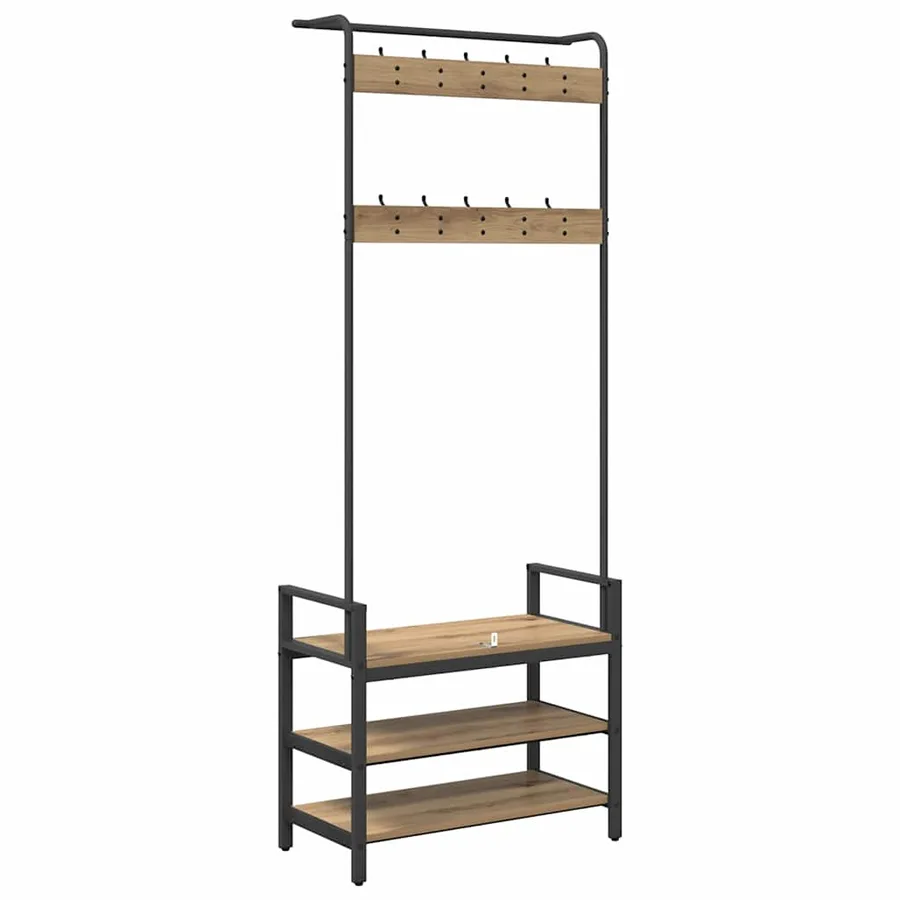 Porte-manteau avec étagère Chêne artisanal 75 x 34 x 184 cm - 7