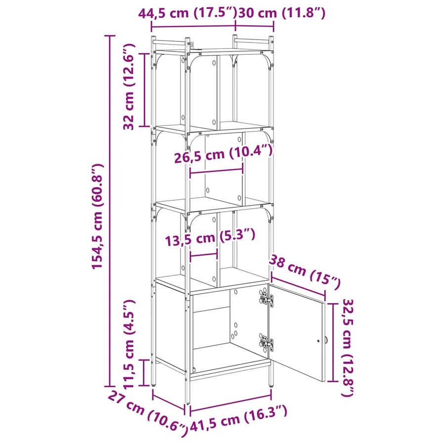 Bibliothèque 6 niveaux 44,5 x 30 x 154,5 cm Bois d'ingénierie - 16